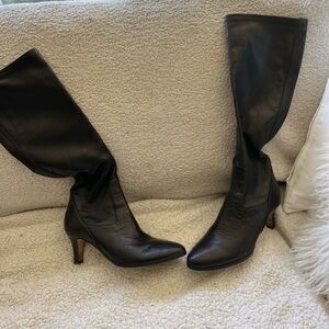 Nike Black Leather Heeled Boots